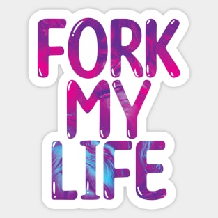 Fork My Life Neon Punny Statement Graphic Sticker